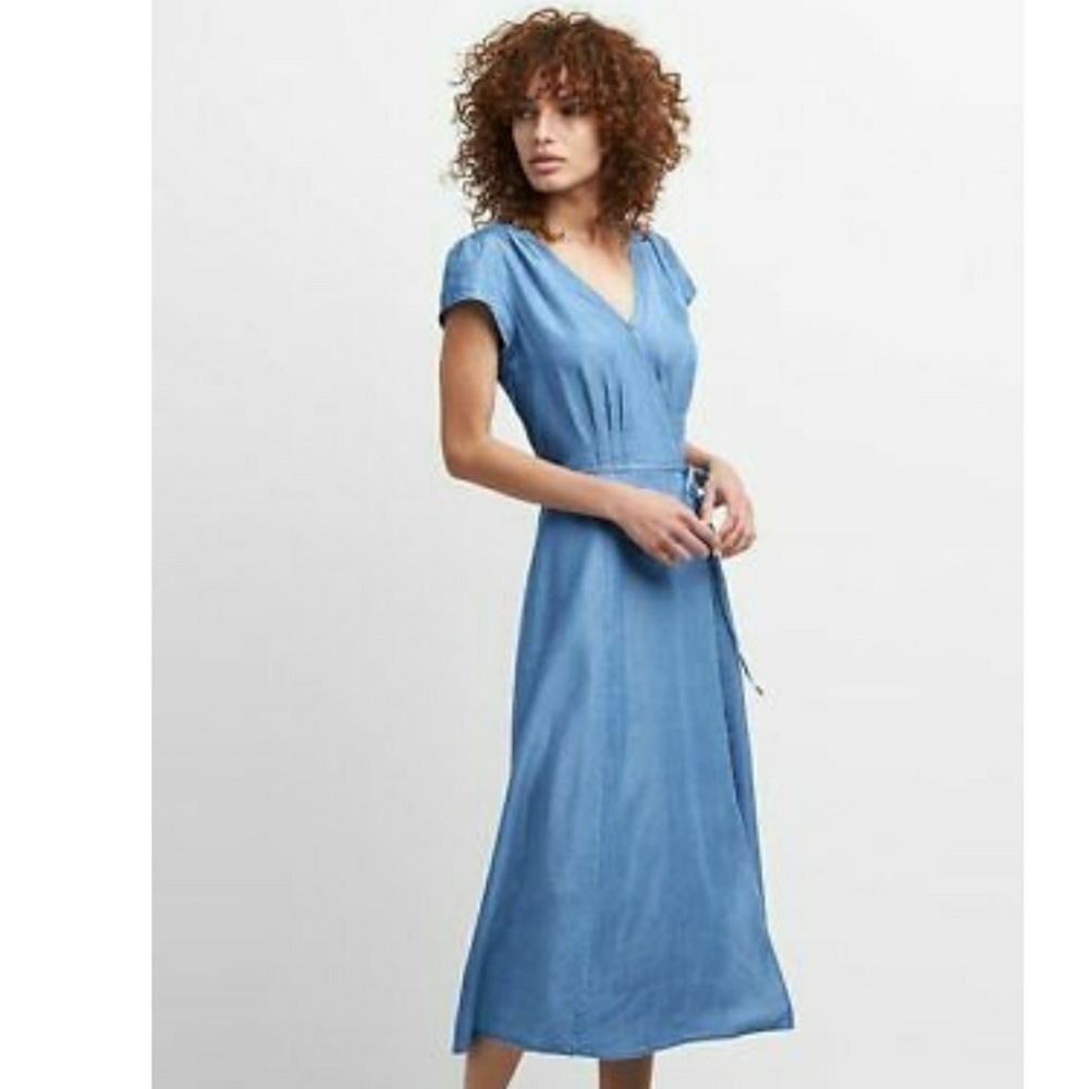 Gap Pale blue wrap dress